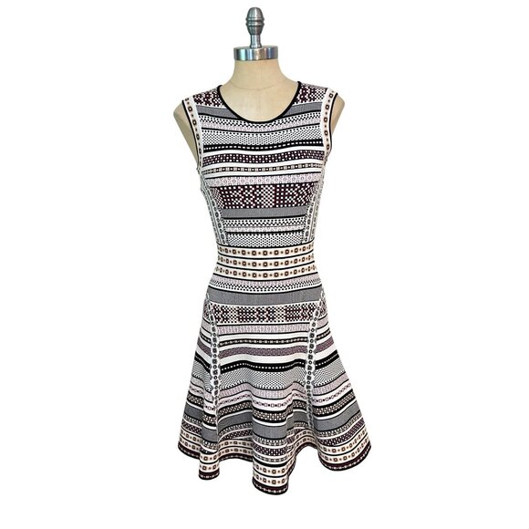 Diane von Furstenberg DVF ELEANOR Jacquard A Line Dress Banded Dot $498 Small - Picture 4 of 8